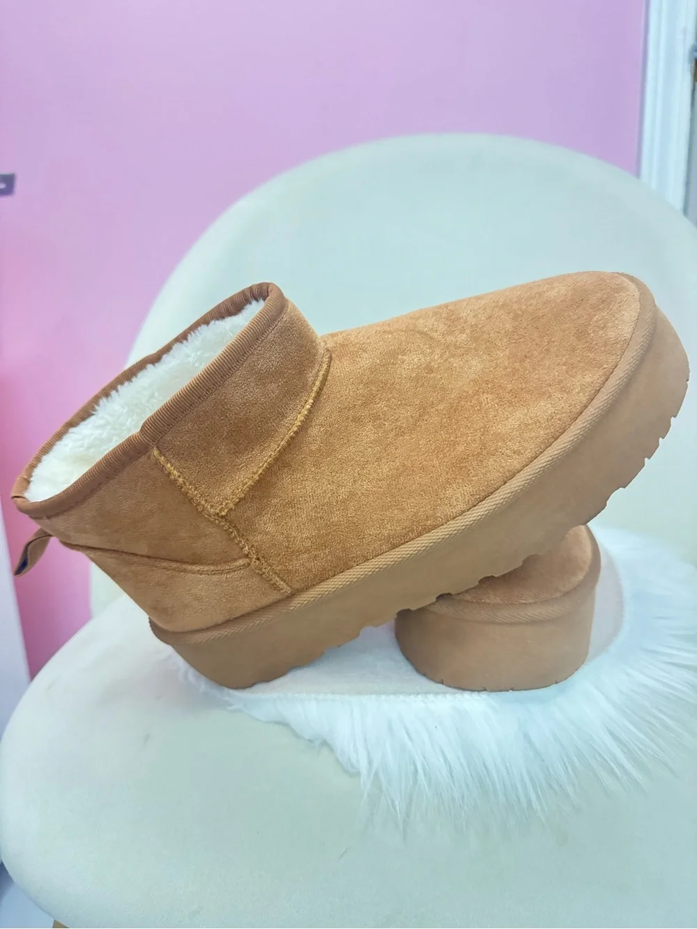 Women's Cozy Platform Ankle Boots in Chestnut Tan